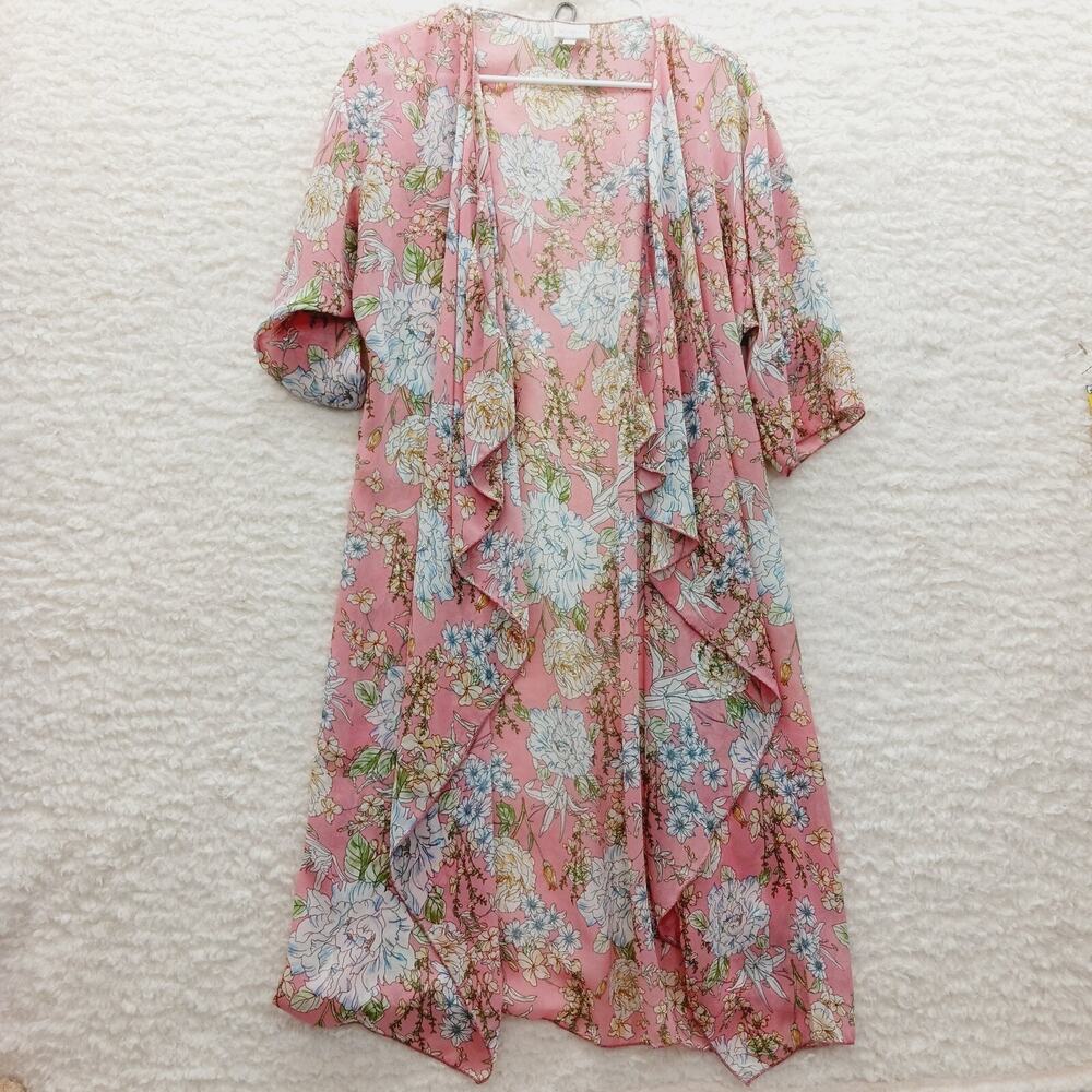 Kimono Floral Swim Cover Midi Maxi Boho Cottagecore Coquette Peony Rose Romantic